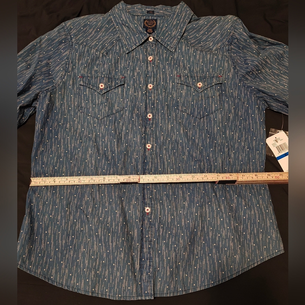 Polo Jeans Co. Collared Western Yoked Long Sleeve Button Shirt Blue & White XL - Picture 7 of 13